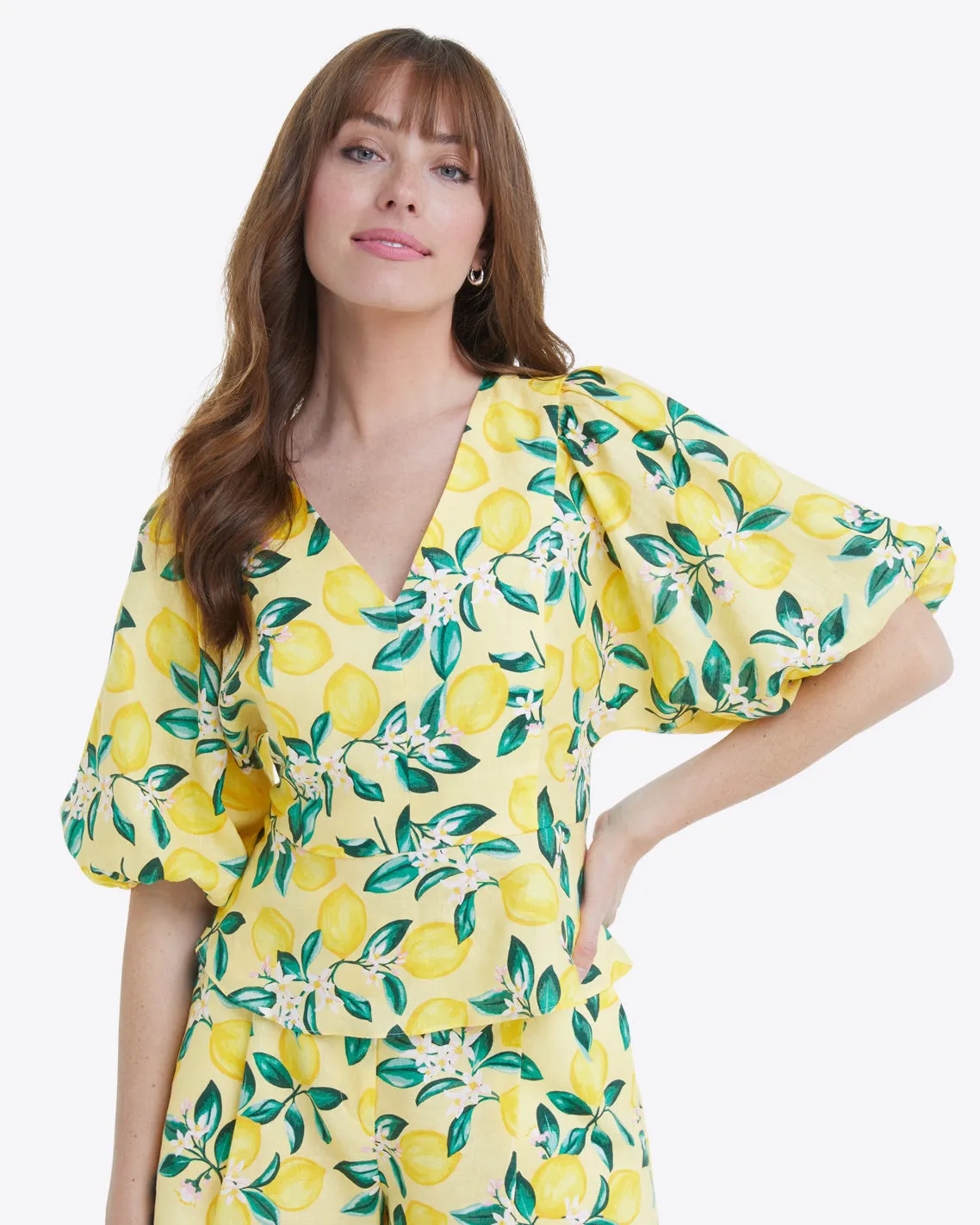 Terrie Tie Back Top in Linen Lemon Blossom sold by Draper James product image thumbnail 4