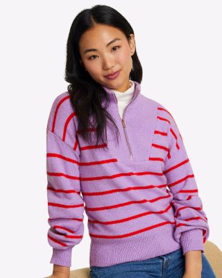 Striped Quarter Zip Sweater in Mariner Stripe sold by Draper James