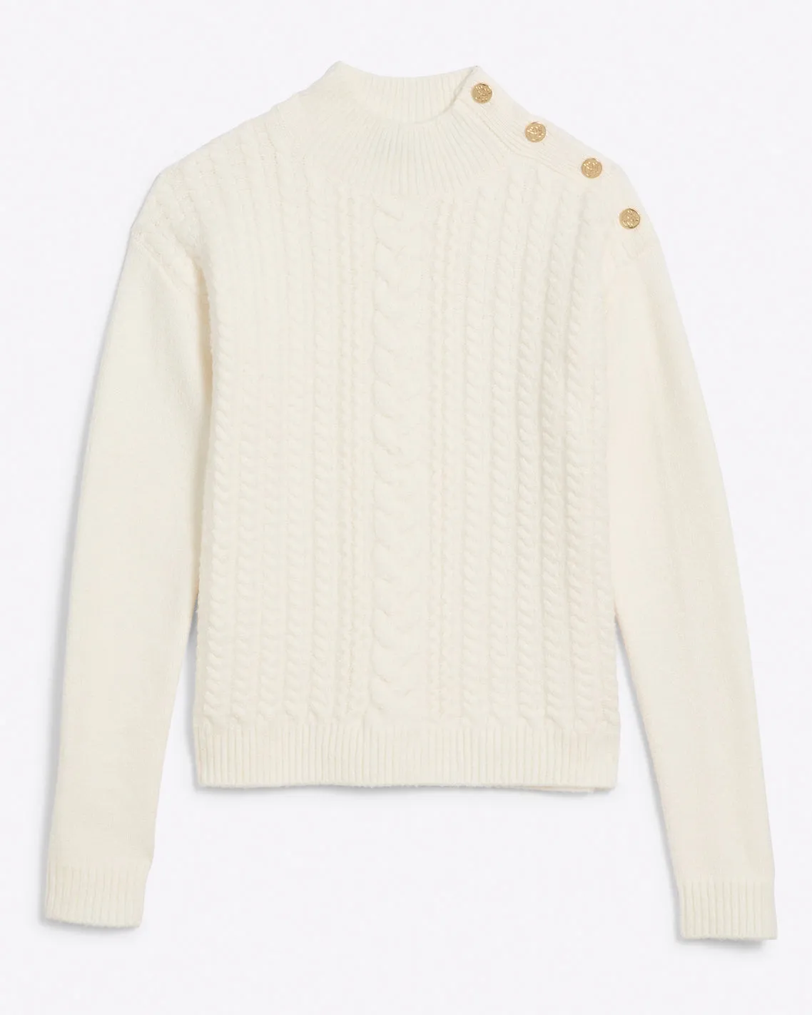 Cableknit Turtleneck Sweater in Magnolia White sold by Draper James product image thumbnail 2