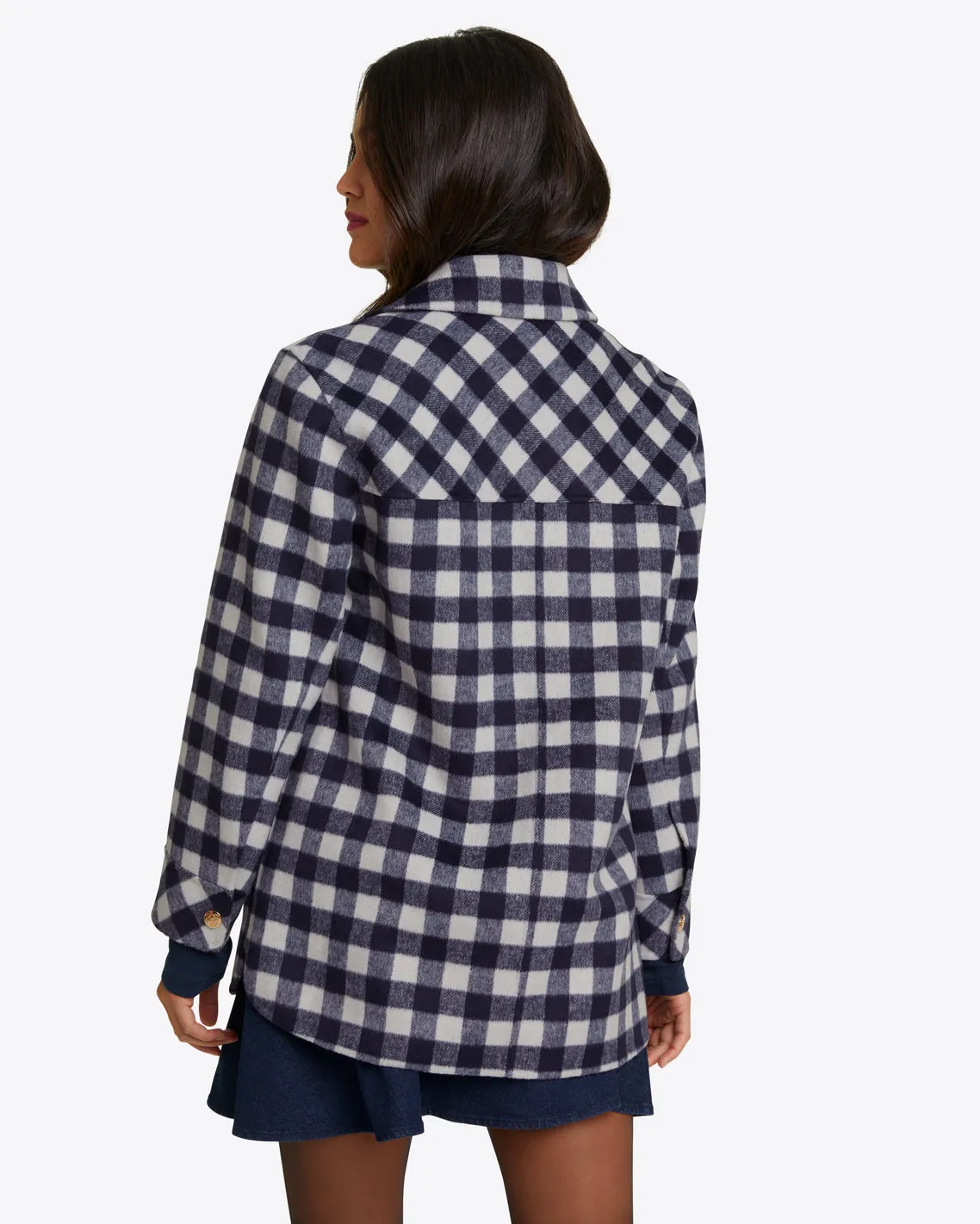 Shirt Jacket in Navy Gingham sold by Draper James product image thumbnail 3
