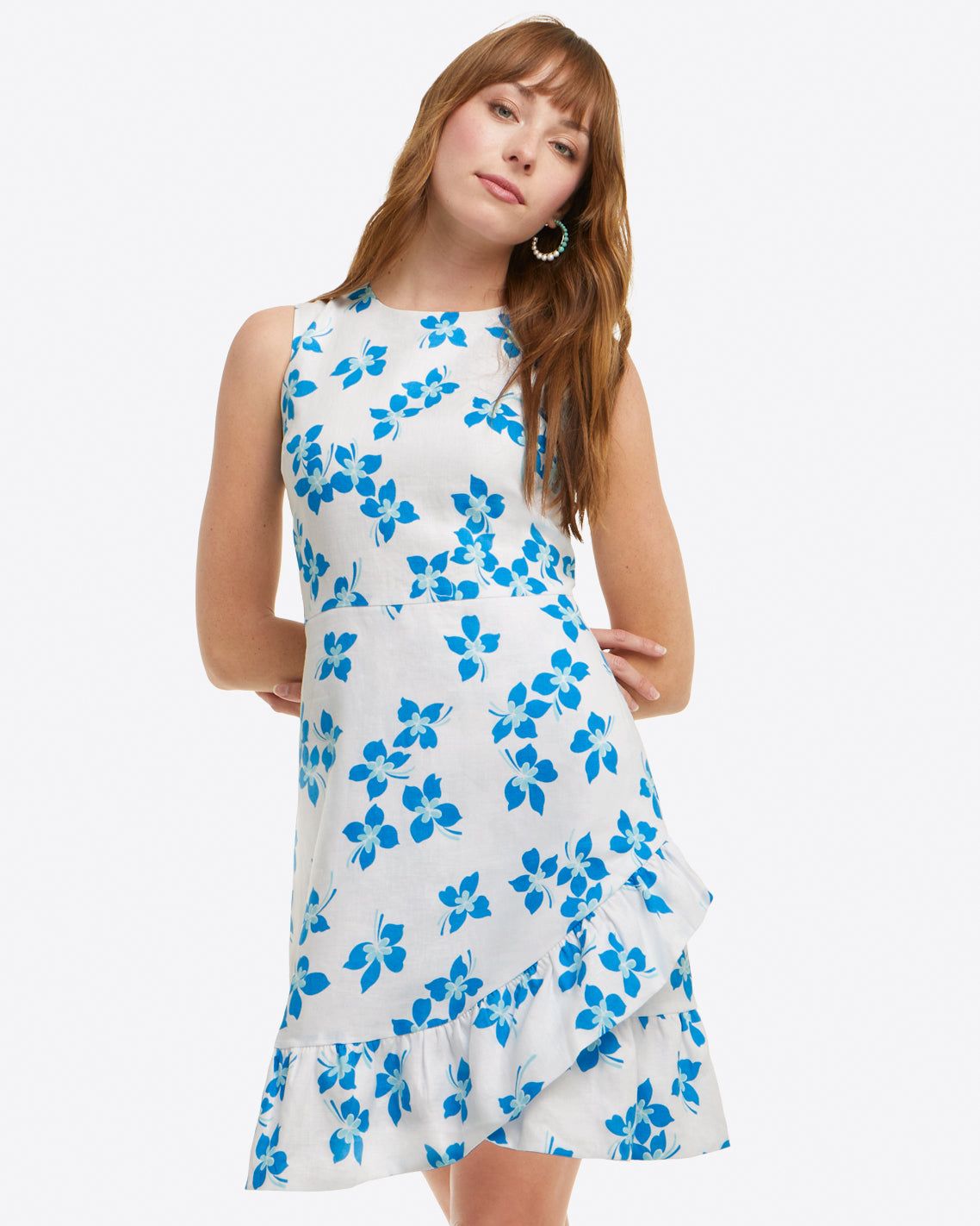 Faux Wrap Dress in Blue Orchid sold by Draper James