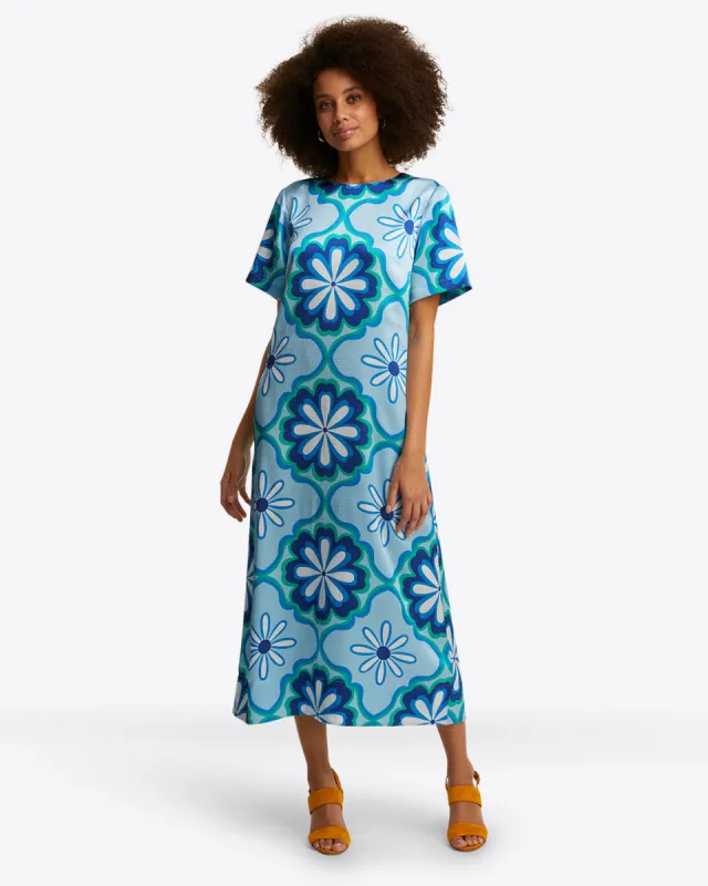 Norah Short Sleeve Midi Dress in Hammered Satin sold by Draper James