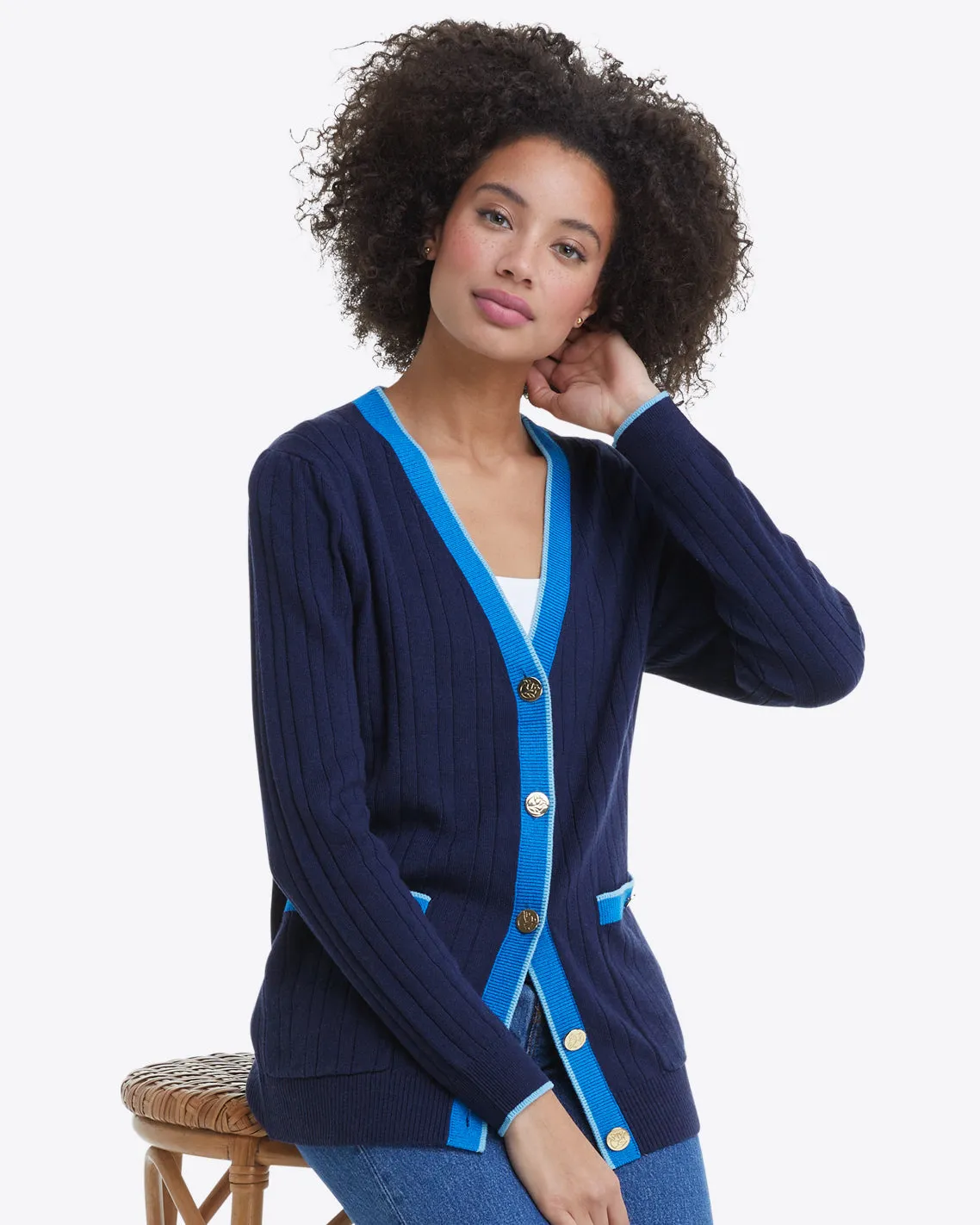 Cassadee Cardigan in Navy sold by Draper James product image thumbnail 5