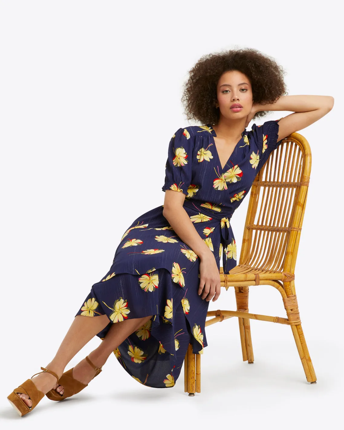 Naomi Wrap Dress in Wild Cosmos sold by Draper James