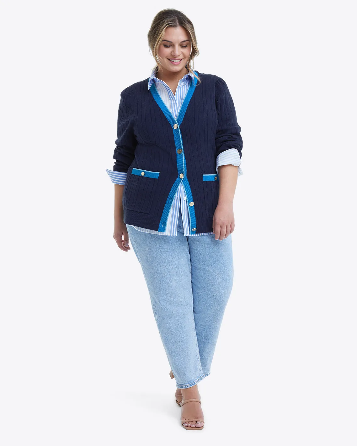 Cassadee Cardigan in Navy sold by Draper James product image thumbnail 4