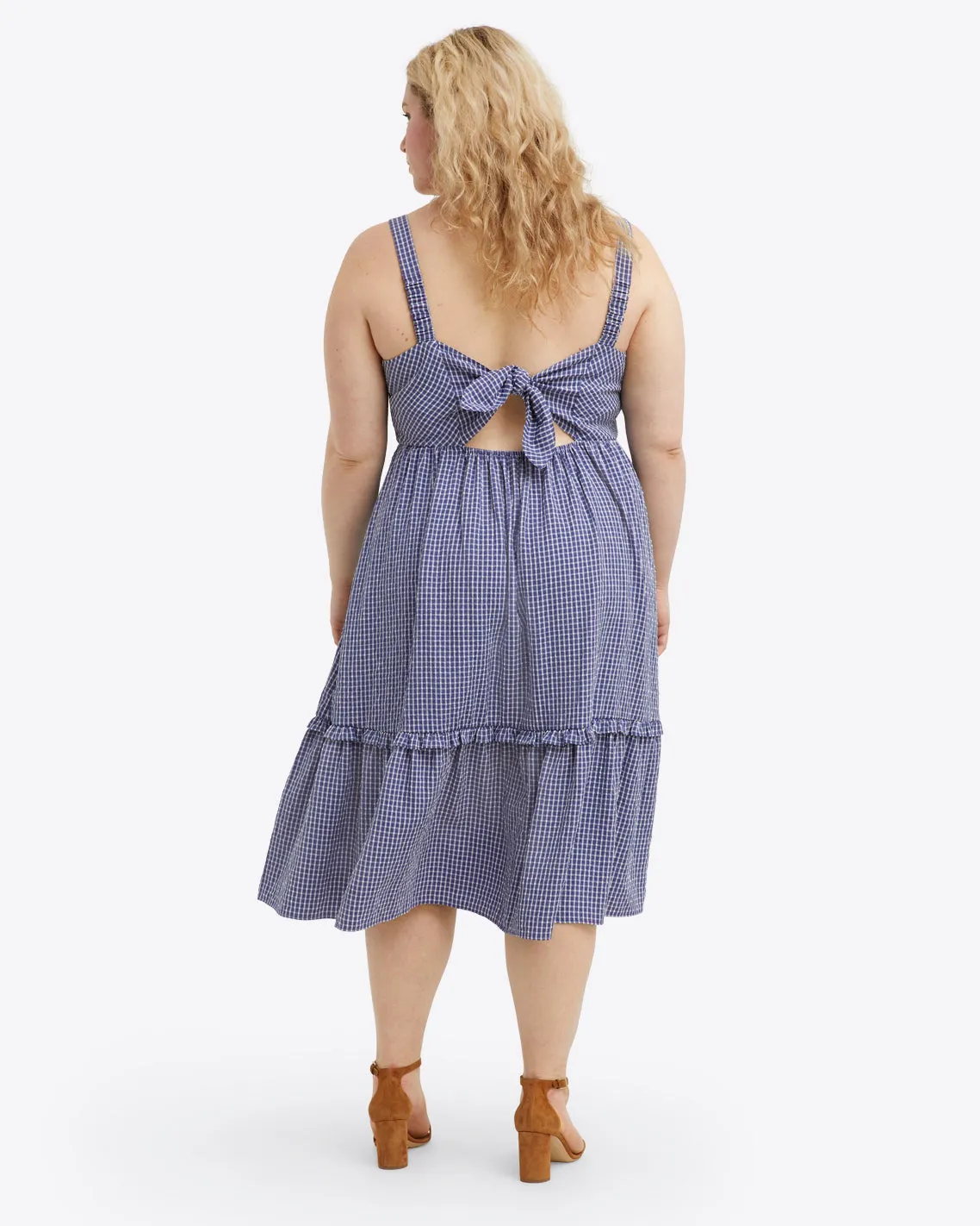 Martie Tie Back Dress in Gingham Seersucker sold by Draper James product image thumbnail 5