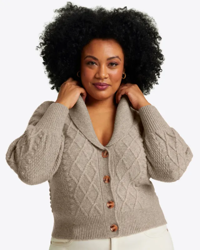 Marled Tuxedo Cardigan in Beige sold by Draper James