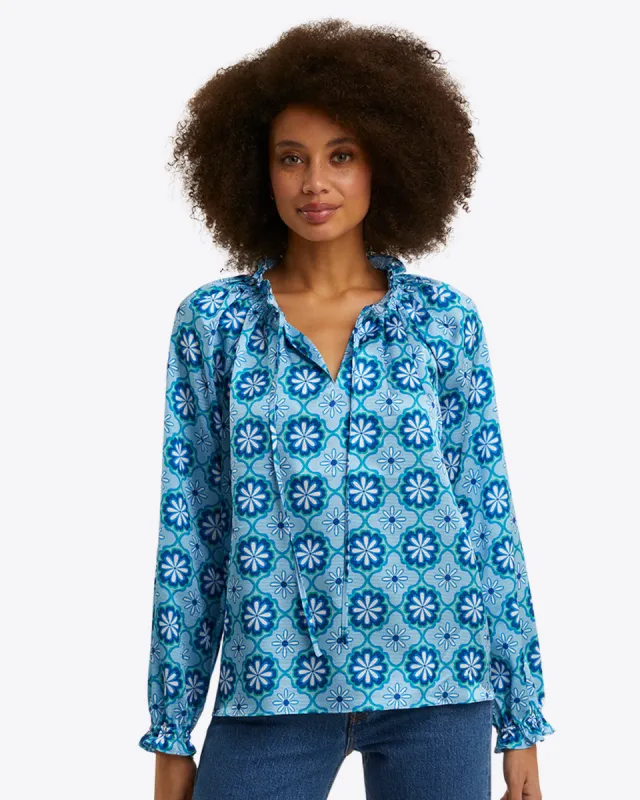 Crystal Long Sleeve Top in Hammered Satin sold by Draper James