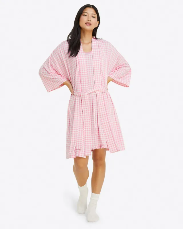 Louise Robe in Light Pink Gingham sold by Draper James