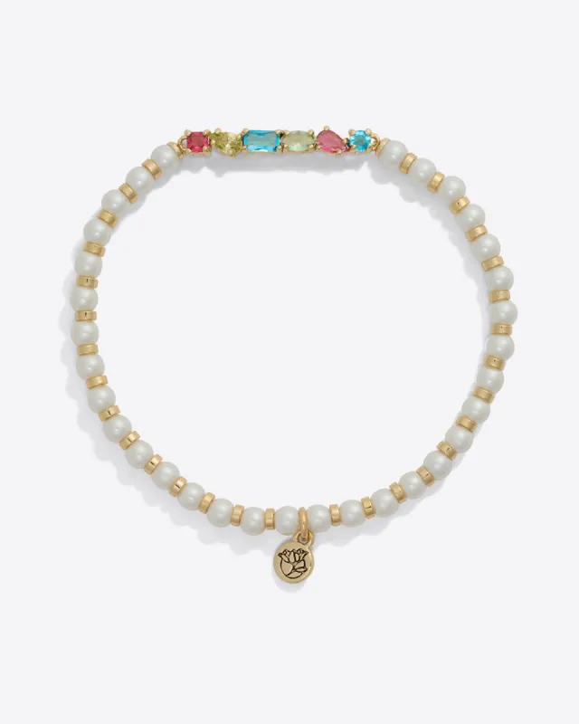 Mixed Gem Pearl Stretch Bracelet sold by Draper James