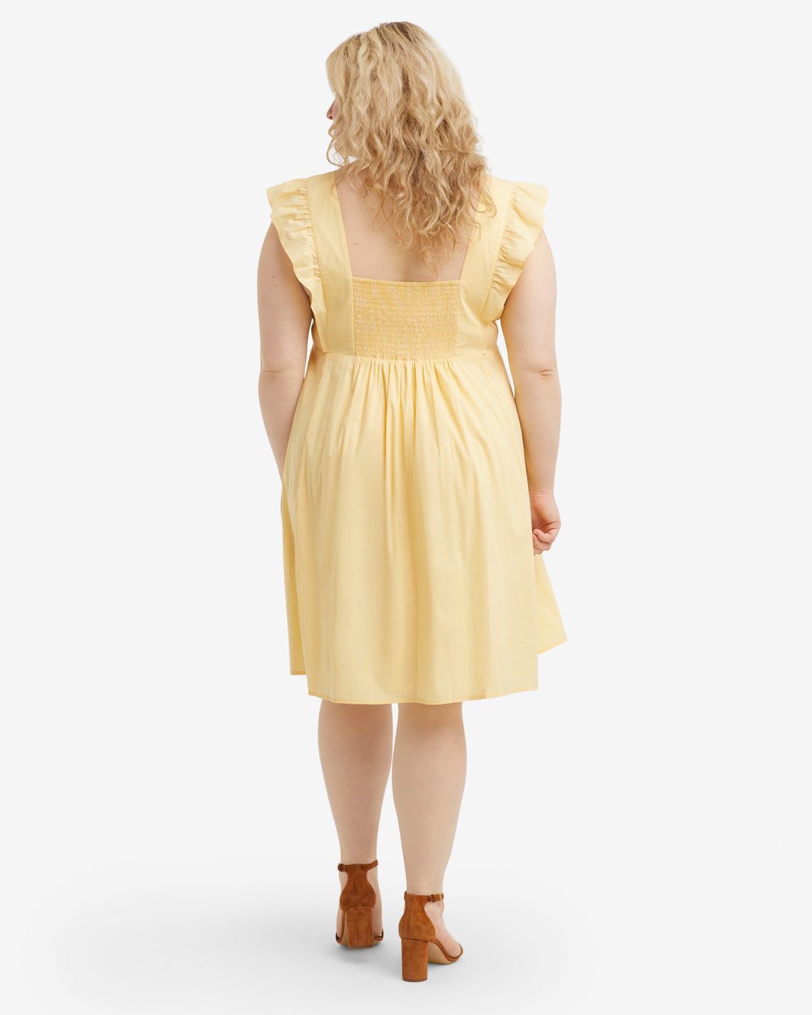 Maddie Embroidered Babydoll Dress in Yellow Stripe sold by Draper James product image thumbnail 5