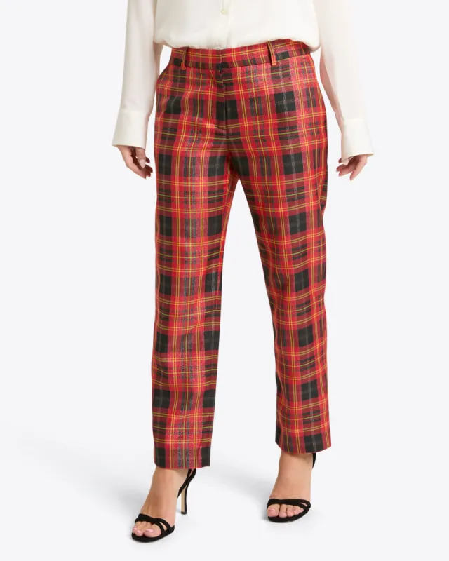 Woven Pants in Caroline Shimmer Plaid sold by Draper James