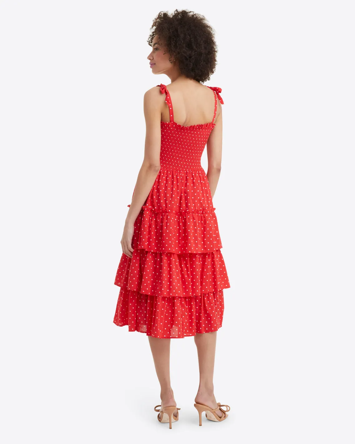 Taylor Tiered Dress in Red Polka Dot sold by Draper James product image thumbnail 3