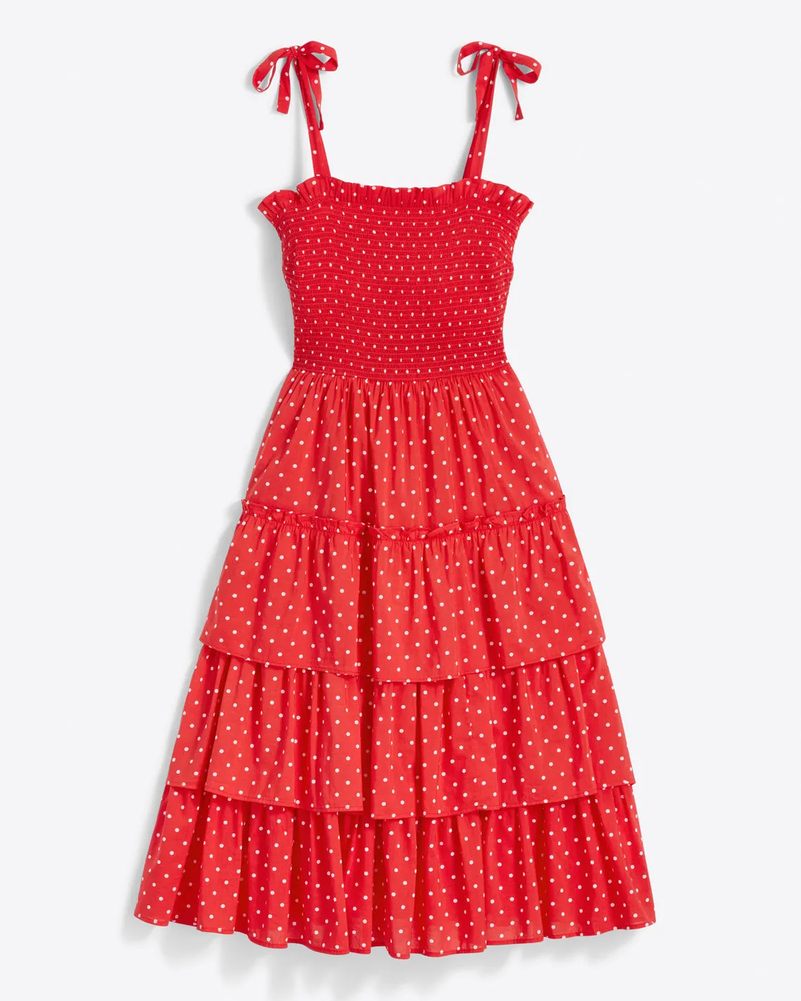 Taylor Tiered Dress in Red Polka Dot sold by Draper James product image thumbnail 2