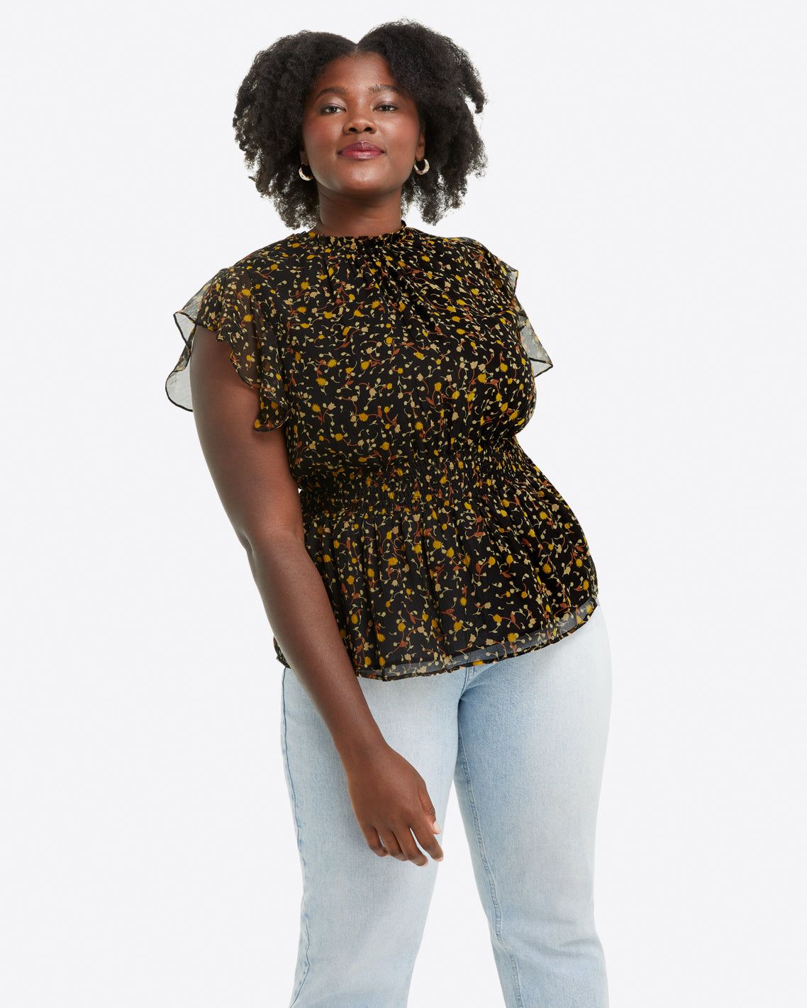 Kacey Smocked Waist Top in Flower Confetti sold by Draper James product image thumbnail 4