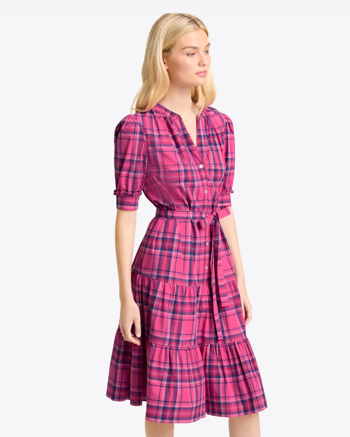 Loretta Shirt Dress in Pink Angie Plaid sold by Draper James