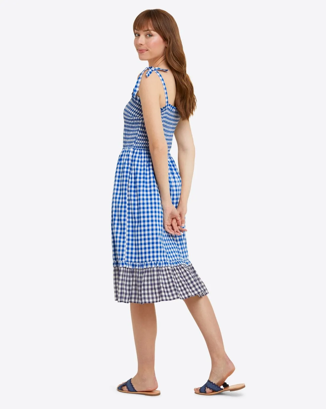 Taylor Smocked Dress in Blue Gingham sold by Draper James product image thumbnail 4