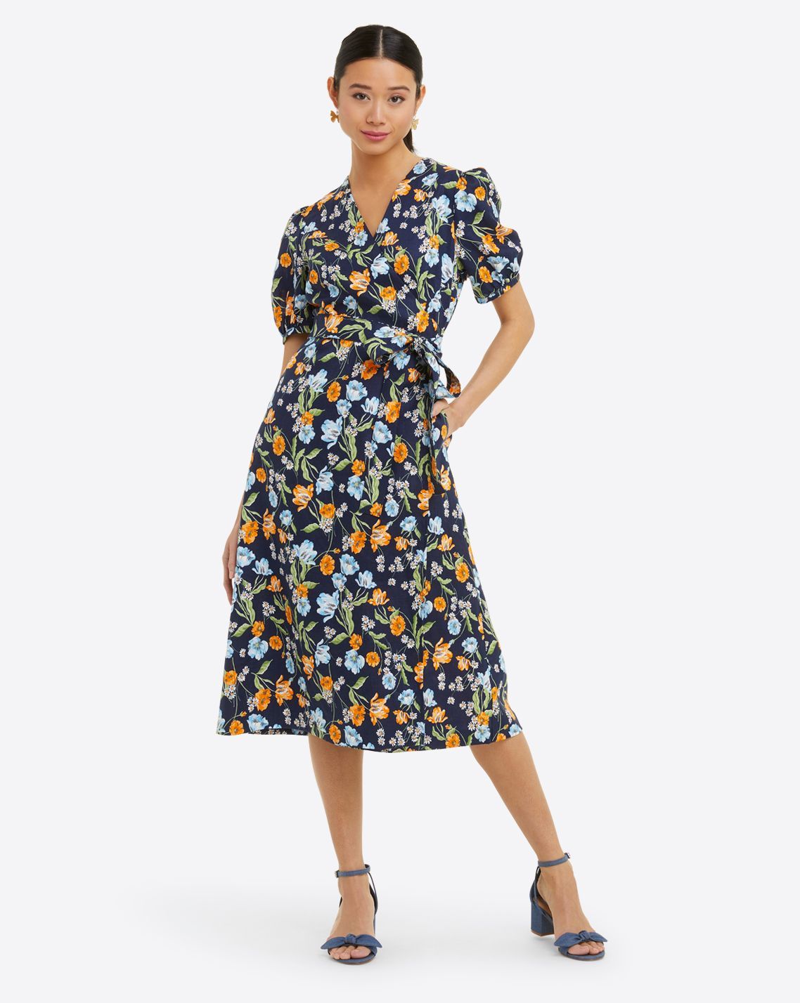 Miranda Wrap Dress in Spring Blooms sold by Draper James