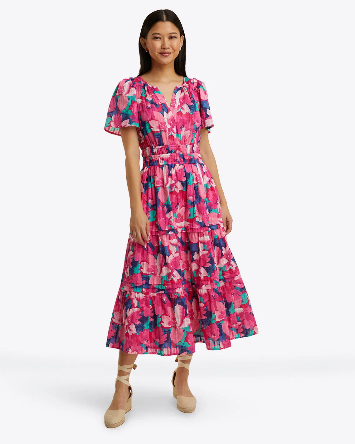 Hollie Midi Dress in Shadow Stripe sold by Draper James