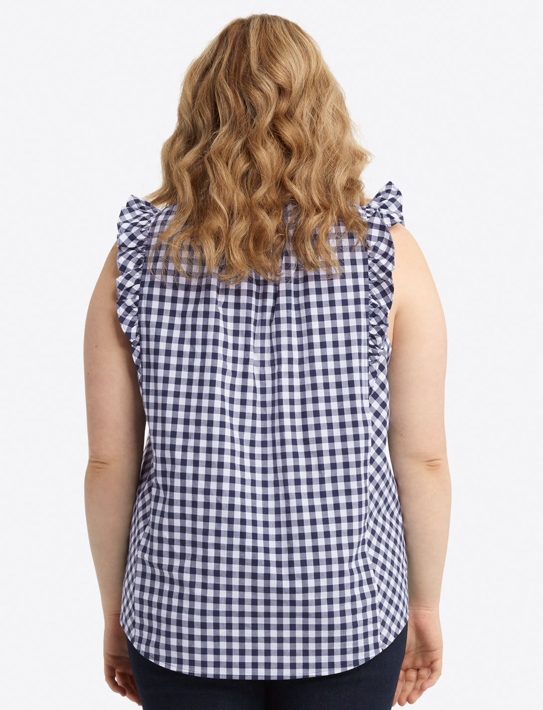 Sleeveless Button Down Top in Gingham sold by Draper James product image thumbnail 4