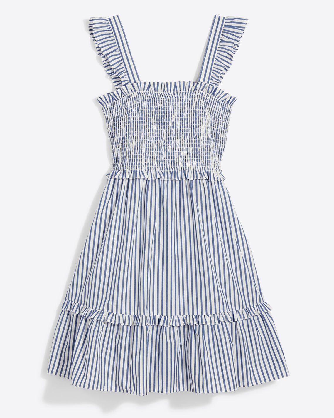Shania Smocked Dress in Blue Shirting Stripe sold by Draper James product image thumbnail 2