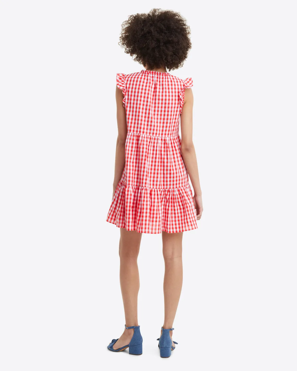 Connie Flutter Sleeve Dress in Poppy Red Gingham sold by Draper James product image thumbnail 3