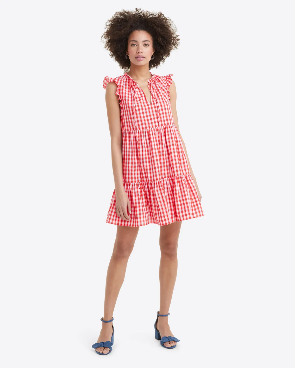 Connie Flutter Sleeve Dress in Poppy Red Gingham sold by Draper James product image thumbnail 4