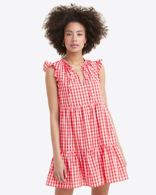 Connie Flutter Sleeve Dress in Poppy Red Gingham sold by Draper James