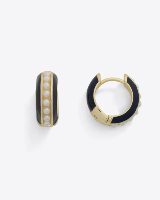 Pearl Hoops in Navy Enamel sold by Draper James