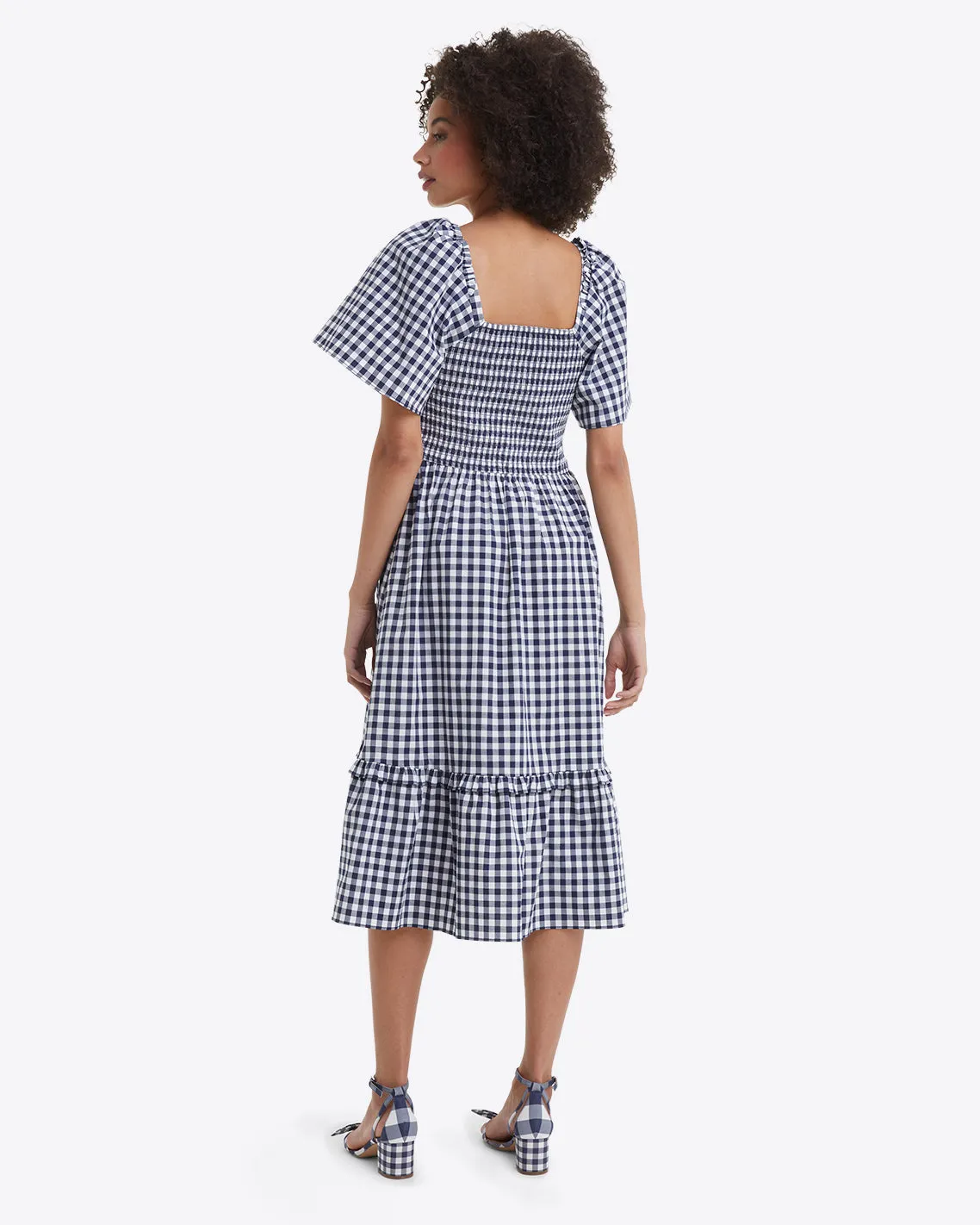 Deana Smocked Dress in Navy Gingham sold by Draper James product image thumbnail 2