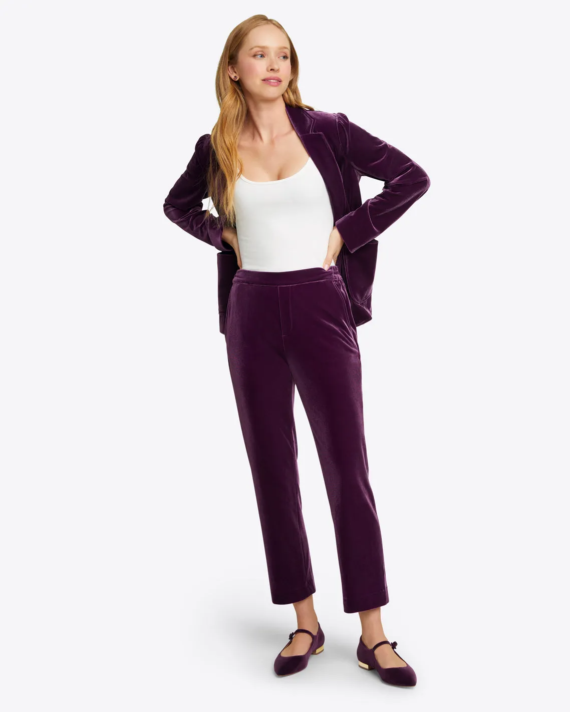 Straight Leg Pants in Plum Velvet sold by Draper James product image thumbnail 5