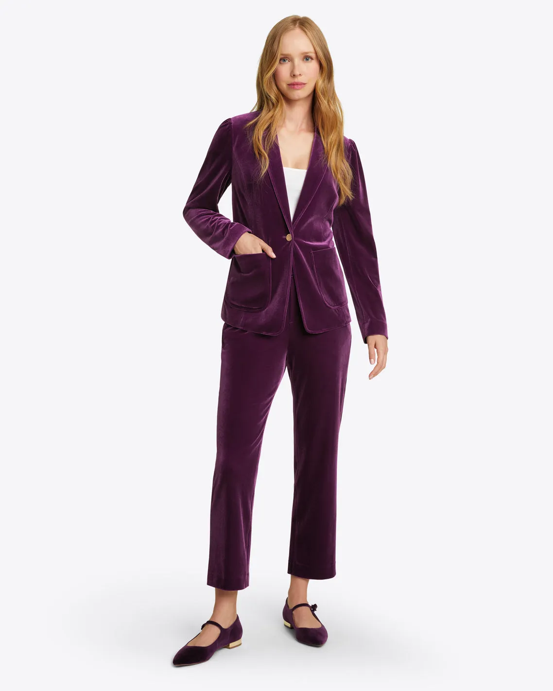 Straight Leg Pants in Plum Velvet sold by Draper James product image thumbnail 4
