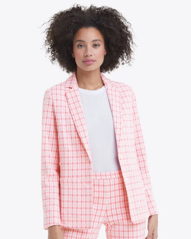 Elle Blazer in Windowpane Plaid sold by Draper James