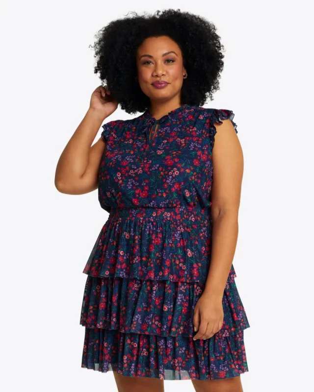 Alana Tiered Mini Dress in Twilight Floral sold by Draper James