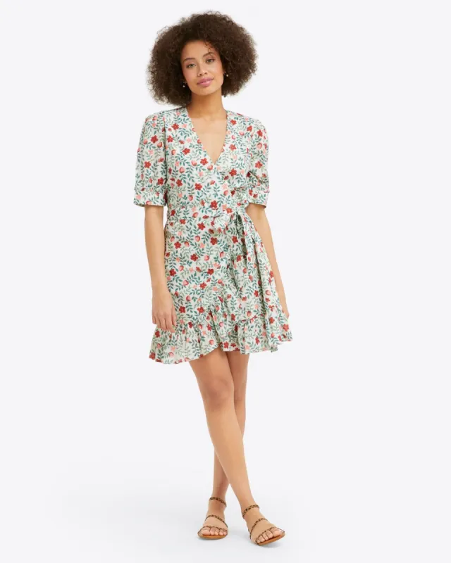 Reba Wrap Dress in Strawberry Field sold by Draper James
