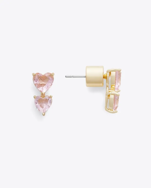 Heart Duo Drop Earrings in Light Pink sold by Draper James