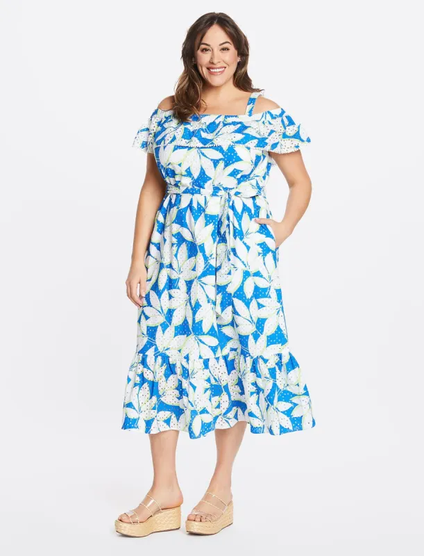 Eyelet Off The Shoulder Midi Dress sold by Draper James