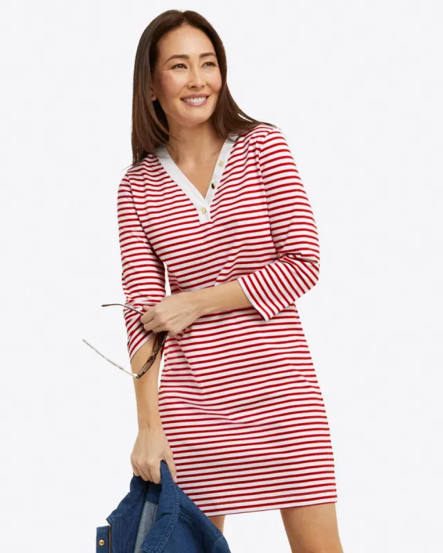 Puff Sleeve T-Shirt Dress in Nautical Stripe sold by Draper James