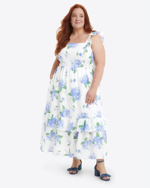 Carrie Midi Dress in Linen Hydrangea sold by Draper James