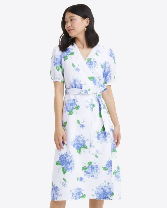 Rhonda Wrap Dress in Hydrangea sold by Draper James