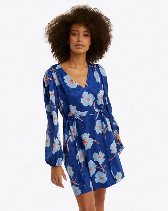 Kellie Babydoll Dress in Printed Dot Jacquard sold by Draper James