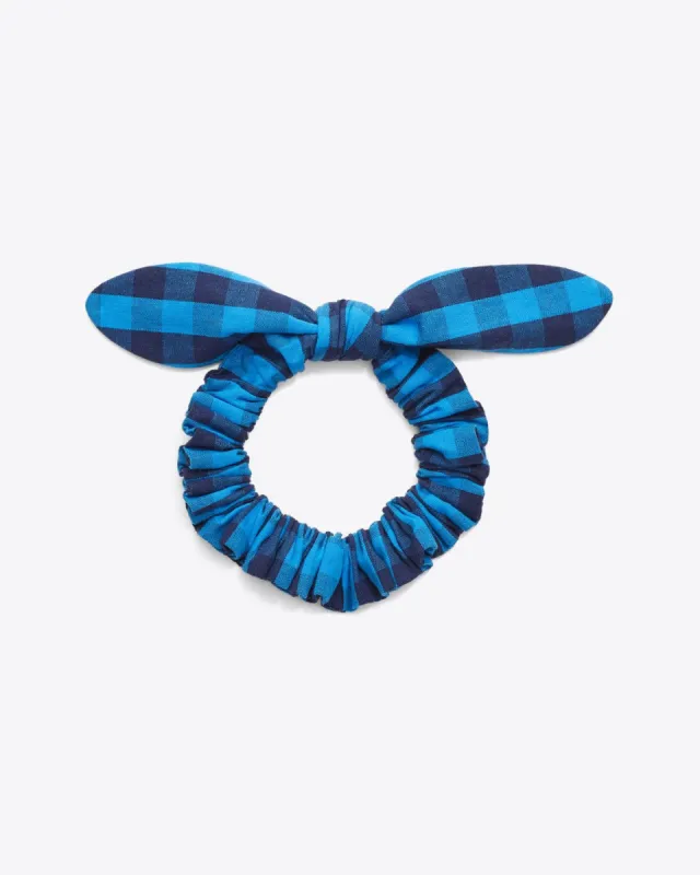 Knot Scrunchie in Blue Gingham sold by Draper James
