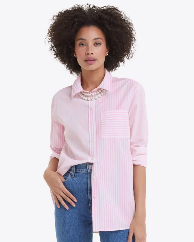 Lynn Long Sleeve Top in Pink Mixed Stripe sold by Draper James