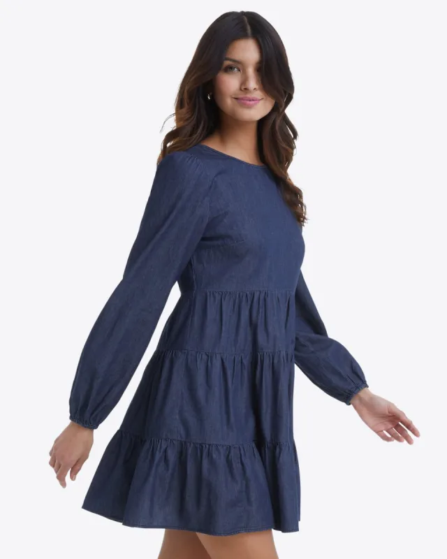 Pam Babydoll Dress in Dark Wash made by Draper James