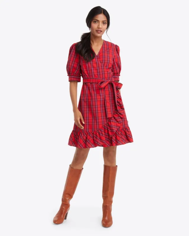 Reba Wrap Dress in Elle Plaid sold by Draper James
