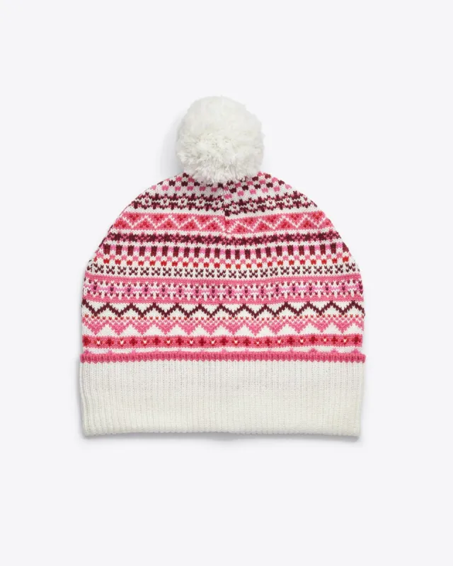 Fairisle Hat with Pom Pom in Pink sold by Draper James