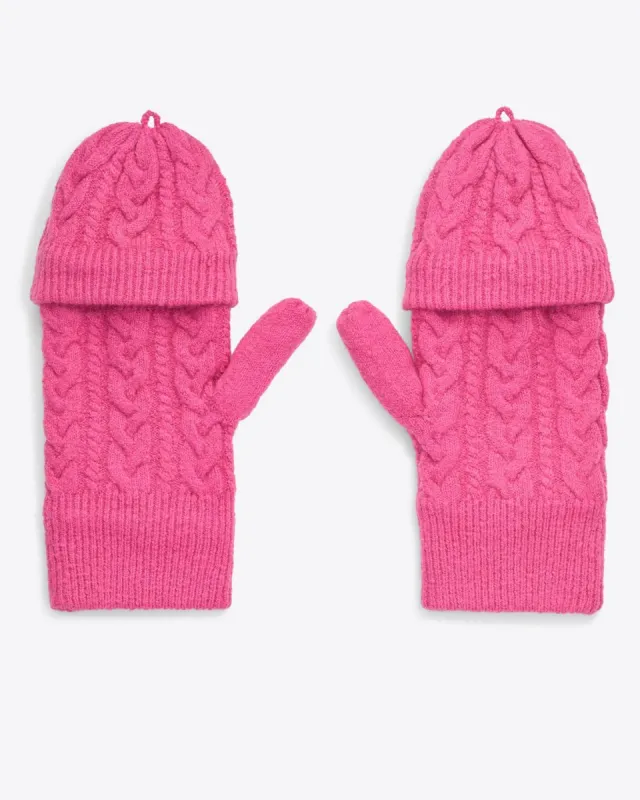Cable Knit Glittens in Raspberry Pink sold by Draper James