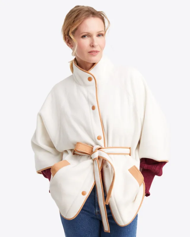 Belted Fleece Jacket in Ivory sold by Draper James