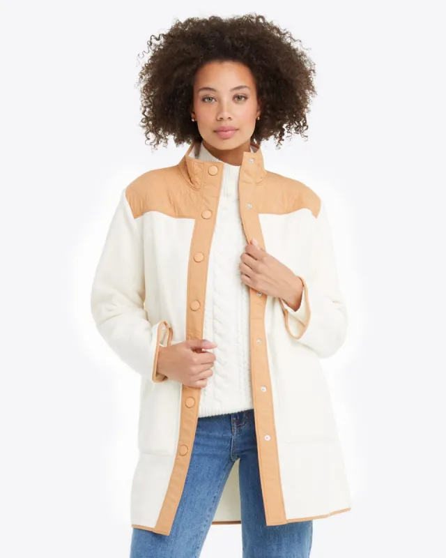 Button Down Fleece Coat in Ivory sold by Draper James