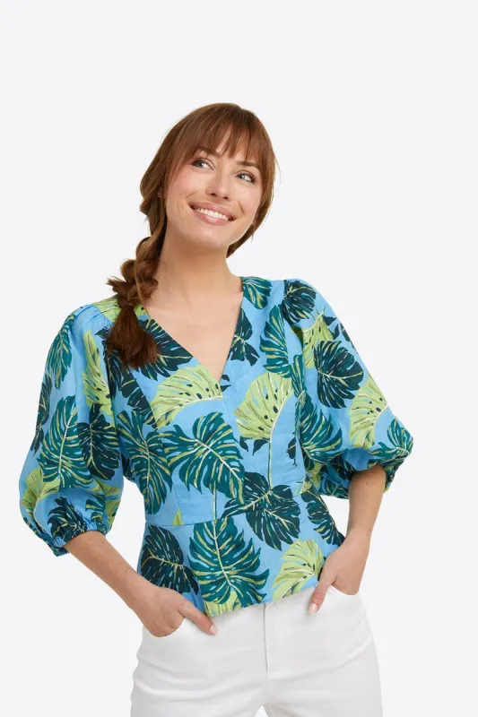Puff Sleeve Top in Monstera Floral sold by Draper James